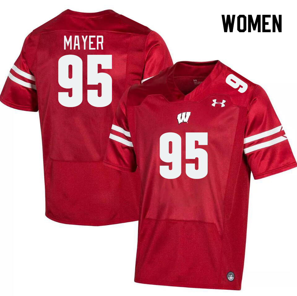 Women #95 Jordan Mayer Winsconsin Badgers College Football Jerseys Stitched Sale-Red